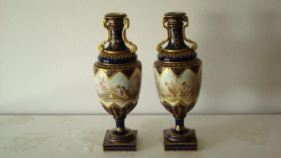 A Pair of Sevres Porcelain Urns