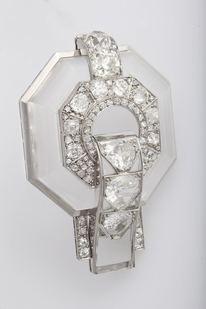 Rock Crystal And Diamond Brooch by Belperron