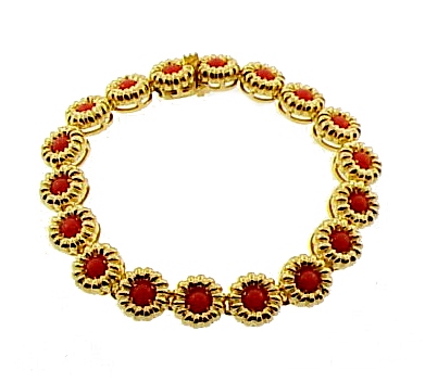 Tiffany & Co. Vintage 18K Gold & Coral Bracelet