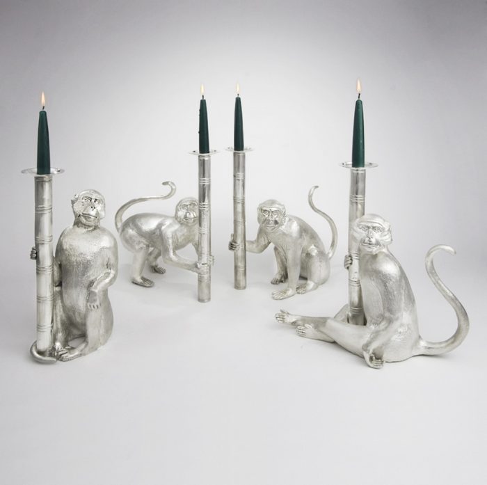 Silver Monkey Candlesticks